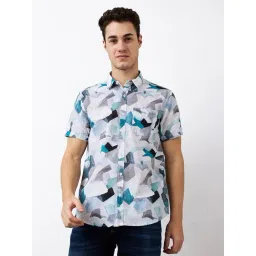 Spykar Blue 100% Cotton Slim Print Shirt-picture-32
