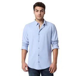 Spykar Blue Blended Slim Fit Full Sleeves Casual Shirt-picture-13