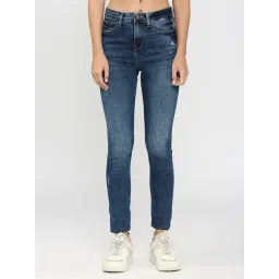 Spykar Blue Cotton Distressed Mid Rise Jeans-picture-38