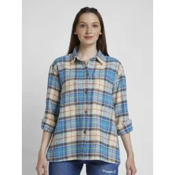 Spykar Blue Cotton Oversize Checks Shirt-picture-43