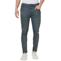 Spykar Blue Cotton Regular Fit Distressed Jeans-picture-24