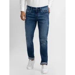 Spykar Blue Cotton Slim Fit Distressed Jeans-picture-18