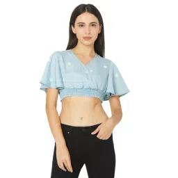 Spykar Blue Printed Crop Top-picture-10