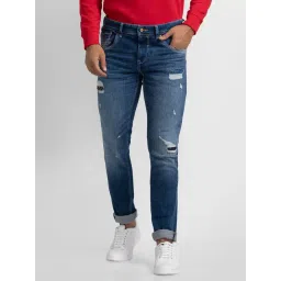 Spykar Blue Slim Fit Distressed Jeans-picture-25