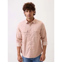 Spykar Blush Pink Cotton Slim Fit Denim Shirt-picture-23
