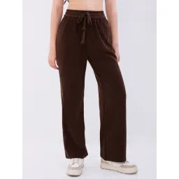 Spykar Brown Polyester Mid Rise Trackpants image 1