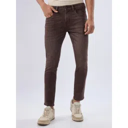 Spykar Coffee Brown Cotton Slim Fit Stone Wash Jeans-picture-38