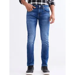 Spykar Dark Blue Cotton Slim Fit Jeans-picture-40