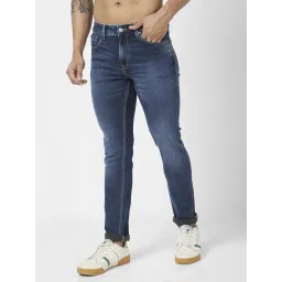 Spykar Dark Blue Cotton Slim Fit Jeans image 3