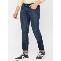 Spykar Dark Blue Cotton Slim Fit Jeans image 3