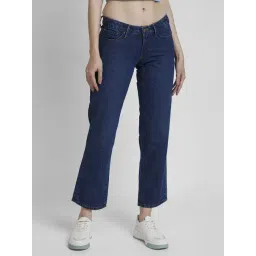 Spykar Dark Blue Cotton Straight Fit High Rise Jeans-image-21