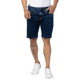 Spykar Dark Blue Regular Fit Denim Shorts-picture-42