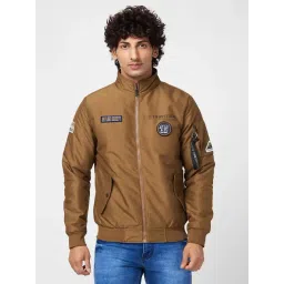Spykar Dark Khaki Bomber Jacket With DIY Velcro Badge-picture-40