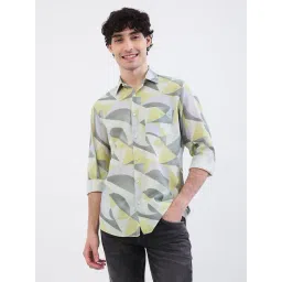 Spykar Ecru Cotton Blend Regular Fit Abstract Shirts-picture-15