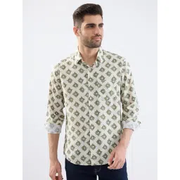 Spykar Ecru Regular Fit Geometric Print Shirt-picture-48