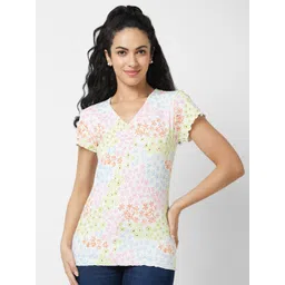 SPYKAR Floral Printed V-Neck Slim Fit T-shirt-picture-20