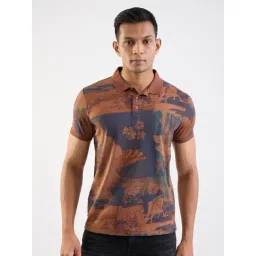 Spykar Friar Brown Cotton Regular Fit Abstract Print T-Shirt-picture-37