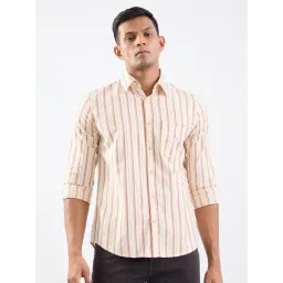 Spykar Friar Brown Cotton Regular Fit Striped Shirt-picture-10