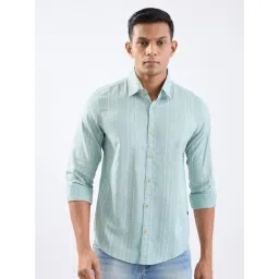 Spykar Granite Green Cotton Regular Fit Printed Shirt-picture-40