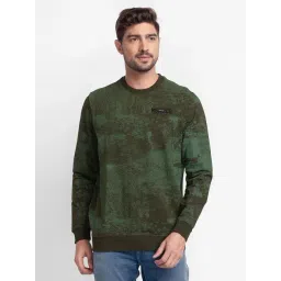Spykar Green Cotton Slim Fit Printed Sweatshirt-image-21