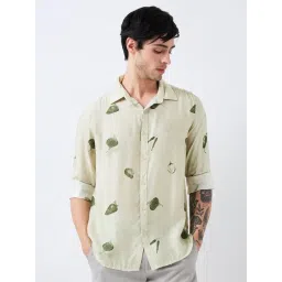 Spykar Green Nylon Slim Print Shirt-picture-42