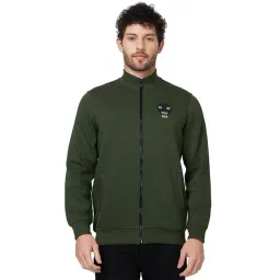 Spykar Green Regular Fit High Neck Sweatshirt-image-1