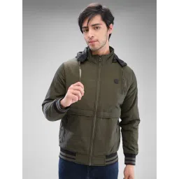Spykar Green Regular Fit Printed Hooded Jacket-image-48