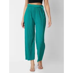 Spykar Green Relaxed Fit High Rise Trousers-image-4