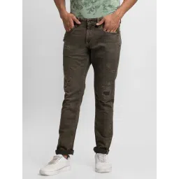 Spykar Green Slim Fit Distressed Jeans-image-49