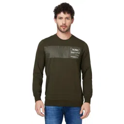 Spykar Green Slim Fit Printed Round Neck Sweatshirt-image-34