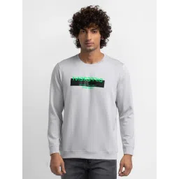 Spykar Grey Cotton Slim Fit Printed Sweatshirt-picture-46