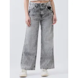 Spykar Grey Cotton Solid High Rise Jeans-picture-13