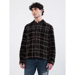 Spykar Jet Black Cotton Regular Fit Checked Jacket-picture-23