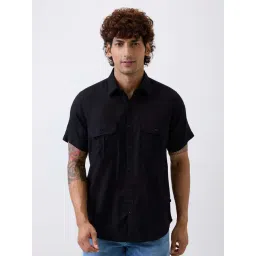 Spykar Jet Black Cotton Slim Fit Shirt-picture-24