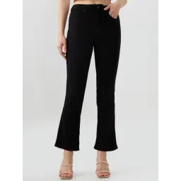 Spykar Jet Black Solid Flare Fit High Rise Jeans-picture-38