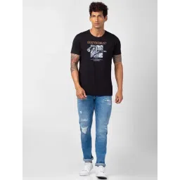 Spykar Light Blue Cotton Regular Fit Distressed Jeans image 5