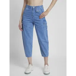 Spykar Light Blue Cotton Relaxed Fit High Rise Jeans-picture-37