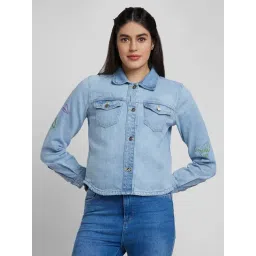 Spykar Light Blue Cotton Slim Fit Denim Jacket-picture-27