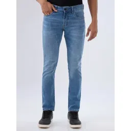 Spykar Light Blue Cotton Slim Fit Distressed Jeans-picture-38