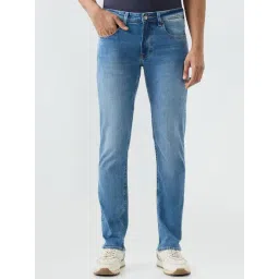 Spykar Light Blue Solid Regular Fit Mid Rise Jeans-picture-17