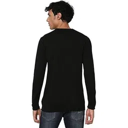 spykar Men Black Cotton Regular Fit Full Sleeve Round Neck Plain Sweater-picture-12