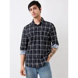 Spykar Men Black Slim Fit Checkered Full Sleeve Casual Shirt-picture-42