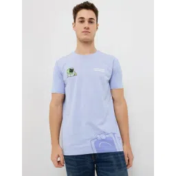 Spykar Men Blue Slim Fit Solid Half Sleeve Casual T-Shirt-picture-20