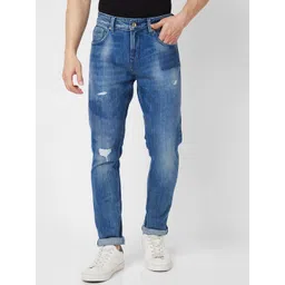 SPYKAR Men Cotton Skinny Fit Low-Rise Mildly Distressed Light Fade Jeans image 1