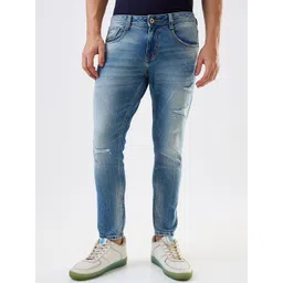 SPYKAR Men Cotton Slim Fit Mildly Distressed Heavy Fade Jeans-picture-23