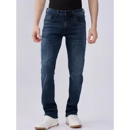 SPYKAR Men Dark Blue Cotton Regular Fit Mid-Rise Heavy Fade Stretchable Jeans-picture-11