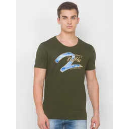 SPYKAR Men Green & Blue Printed Slim Fit Round Neck T-shirt-picture-26
