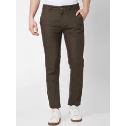 SPYKAR Men Mid Rise Linen Regular Fit Chinos Trousers-picture-34
