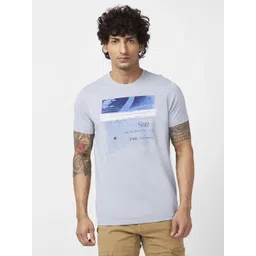 spykar Men Printed, Typography Round Neck Cotton Blend Grey T-Shirt-picture-11