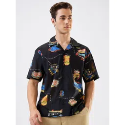 SPYKAR Men Relaxed Fit Cuban Collar Graphic Printed Cotton Casual Shirt-picture-17